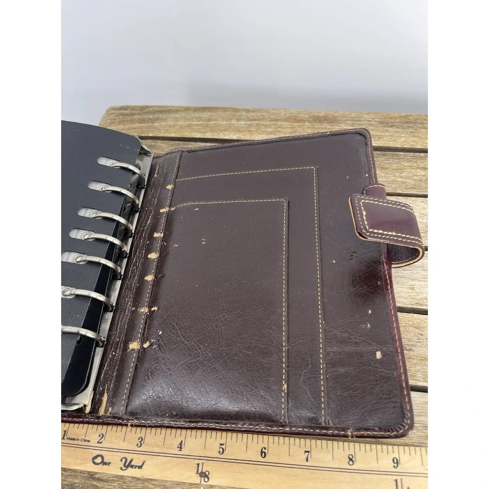 Franklin Covey  VTG Leather Planner Binder Organizer Brown 7 Ring Large Agenda
